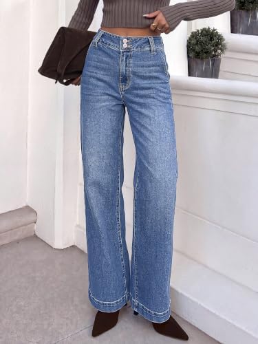 KIRUNDO Wide Leg Jeans for Women High Waisted Denim Pants