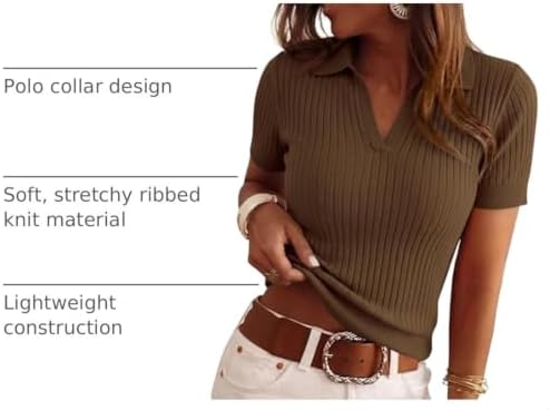 PRETTYGARDEN Women's Short Sleeve Sweater Polo Shirts