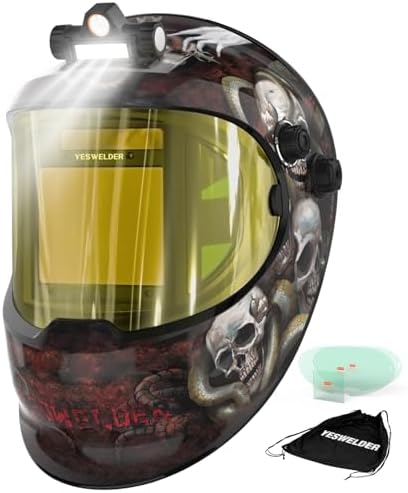 YESWELDER Auto Darkening Welding Helmet with LED, 180° View, LYG-Q800D-SS