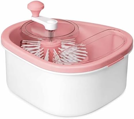 Manual Fruit Vegetable Cleaner Spinner, Large Washing Bowl with Brush & Drain Basket, Portable Hand Crank Cleaning Gadget for Berry Greens Herb Household Kitchen Food Washing Tool
