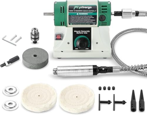 Bench Buffer Polisher with Accessories Adjustable Variable Speed