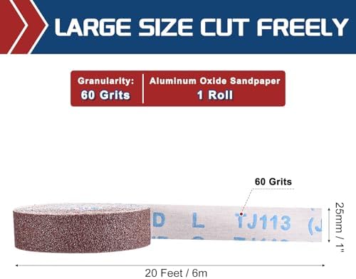 Sandpaper Roll 1Inch 20FT 60Grit Aluminum Oxide Emery Cloth Roll