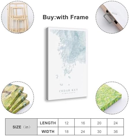 Cedar Key Map, of Florida, Beach Home, City map Scenery Landscape Living Room Canvas Bathroom Abstract Inspirational Framed Motivational Boho Kitchen Sign Travel Modern Cool Office Vintage Class
