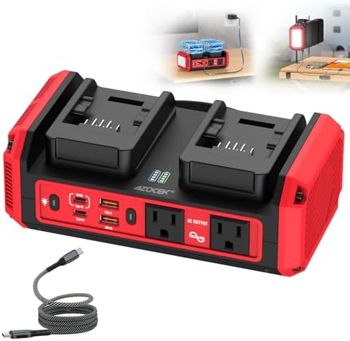Azocek 350W Power Inverter Compatible with Milwaukee 18V Battery