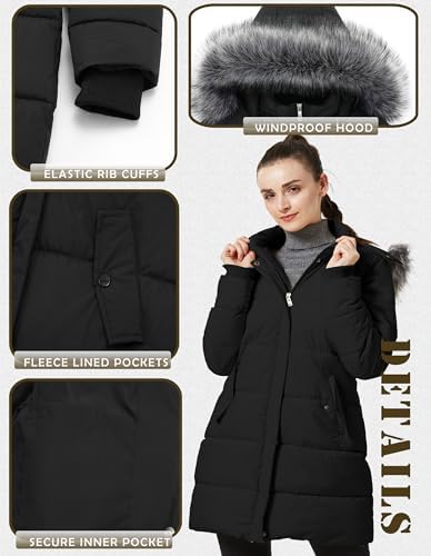 GGleaf Women's Winter Puffer Coat with Removable Fur Hood Warm Snow Jacket
