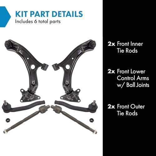 TRQ Front Steering & Suspension Kit Control Arm with Ball Joint Tie Rod