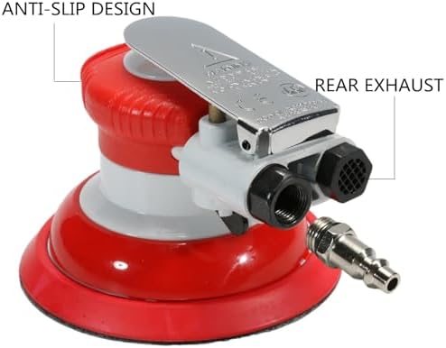 Air Random Orbital Sander, 5inch Dual-Action Sander with Hook & Loop Backing Pads, Pneumatic Palm Sander for Auto body,Metal,Woodworking
