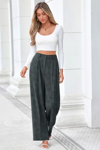 FUNYYZO Wide Leg Dress Pants for Women Work Slacks Business Casual Outfits