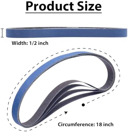 36 Pack 1/2 x 18 Inch Sanding Belts for Air Sander, Metal Polishing