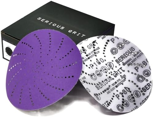 Serious Grit - 6-Inch P180 Grit Ceramic Multi-Hole Sanding Discs - 50 Pack