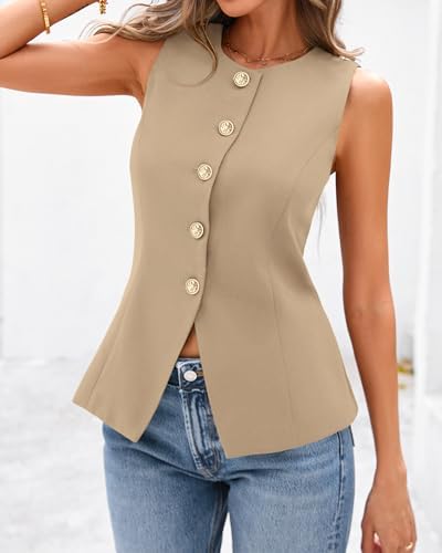 BTFBM Suit Vest Tops For Women Sleeveless Blazer Work Wear