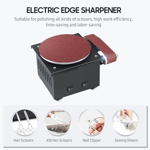 Grinder，Mini Bench Belt and Disc Sander Sanding Roller Electric Edge Sharpener 7 Variable Speed 10 Sanding Discs/Belts DIY Benchtop Sanding Polishing Grinding Machine for Wood Metal Acrylic