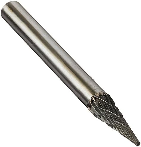 Drill America SM-53 Carbide Burr/Rotary File Cone Pointed-End Double Cut for Die Grinder 3/16" Dia. x 1/2" Cut Length with 1/8" Shank and 2" Overall Length, DUL Series
