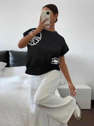 SOLY HUX Women's Short Sleeve Business Casual Sweater