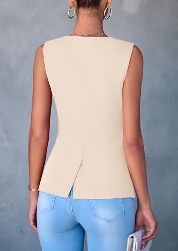 PRETTYGARDEN Women Tailored Suit Vest Business Casual Tops