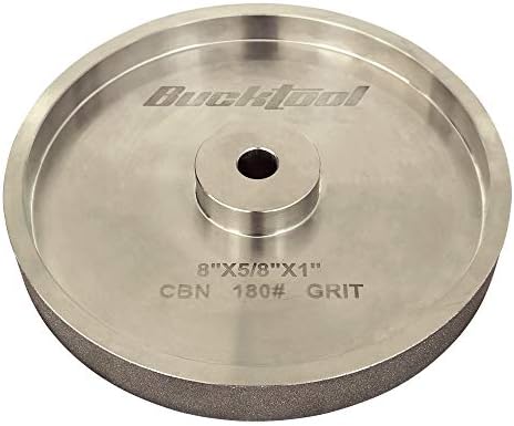 BUCKTOOL 180 Grit 8-Inch CBN Grinding Wheel, 1-Inch Wide, 5/8-Inch Arbor