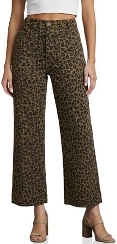 Cicy Bell Womens Cropped Wide Leg Jeans High Waisted Baggy Denim Ankle Pant