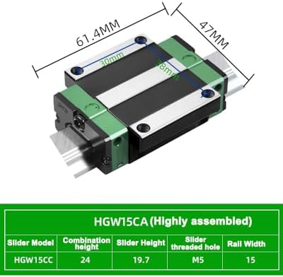 HGW15CA Linear Slider Bearing, 2pcs HGW15CA Flange Bearing Slider Block, for HG15 High Assembly CNC Linear Guide for CNC Machines.