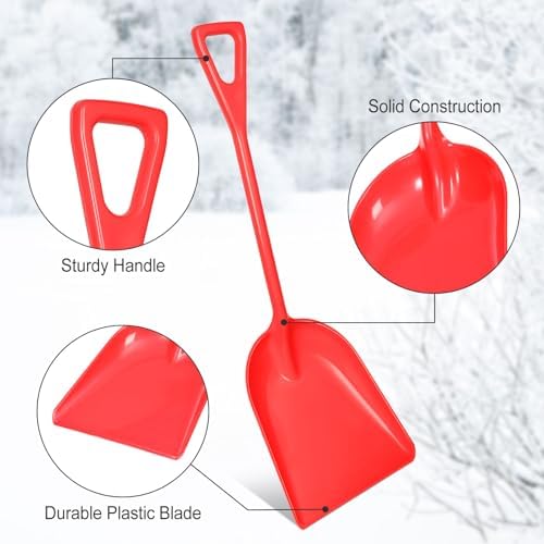 Frienda 3 Pcs Plastic Snow Shovel Large Scoop Shovel, Red