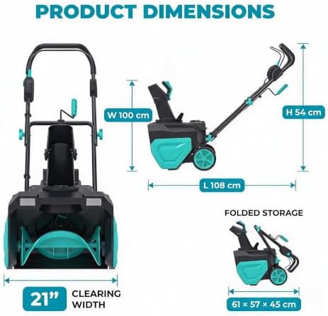 Aptliton 40V Electric Snow Blower 21 Inch & 2 * 5.0Ah Batteries