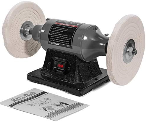 XtremepowerUS 8" Bench Polishing Buffer Machine, 3/4 HP Heavy-Duty Buffer Grinder, Dual Wheel Metal Polisher for Steel, Aluminum, Brass, Chrome, Automotive & Jewelry Polishing