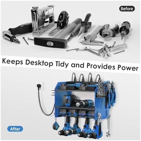 CCCEI Wall Mount Modular Tool Charging Organizer, Blue, 1 Pack, 3 Tier.