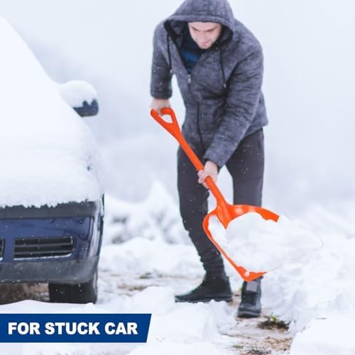 Frienda 3 Pcs Plastic Snow Shovel Large Scoop Shovel, Orange