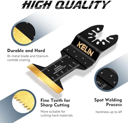 KELIN 32pcs Titanium Oscillating Tool Blades, Universal Multitool Blades