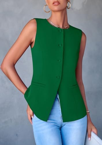 PRETTYGARDEN Women Tailored Suit Vest Business Casual Tops