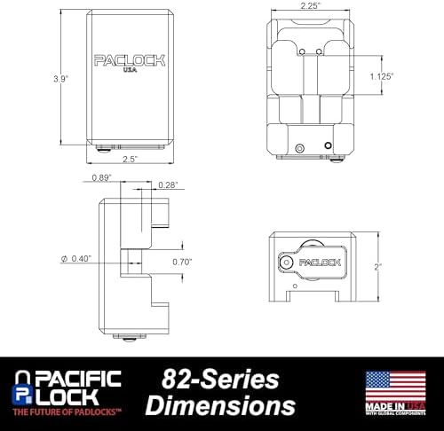 PACLOCK's 82-Series Patented Container Lock, UCS, Keyed Alike U-Pick!, Black, Anodized Aluminum, 1, for Ribbed-Handles on Container Doors