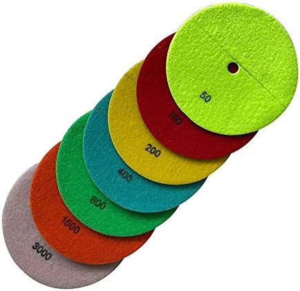 7" Dry Stone Polishing Pads Set, 50-3000 Grit