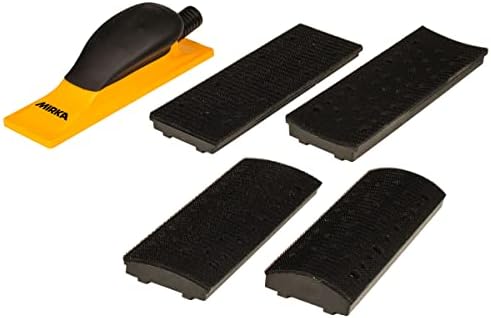 Mirka Contour Hand Sanding Block Kit, Hook-and-Loop, 2.75x8 Inch, 4 Plates