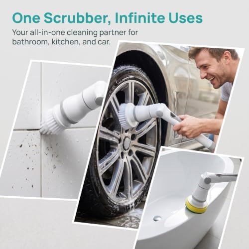 Electric Spin Scrubber Bathroom, Cordless Scrubber with 8 Heads