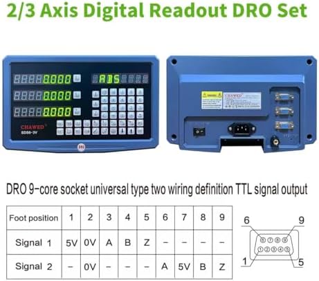 DRO Digital Readout 2 Axis 3 Axis Screen DRO Readout Display Linear Scale for Bridgeport/Knee Mill Milling Machine Lathe Machine Tools (SDS6-3V)
