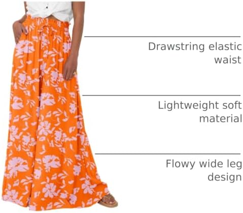 BTFBM Wide Leg Flowy Palazzo Pants for Women