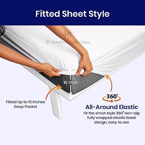XL V Berth Mattress Protector - Fitted Style Ultra Soft Terry Cotton - 100% Waterproof XL V Berth Mattress Protector Pad - Ultra Soft Cooling Smooth Noiseless Washable - Fits Upto 10" Deep, White