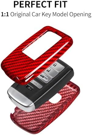 T-carbon Key Fob Cover Fits Acura MDX 2023,Real Glass Fiber Key Fob Case Fits Acura 2022 RDX RLX NSX ILX TLX TLX-L CDX Key Shell Protector Keyless Smart Remote Accessories RED