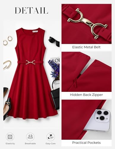 GRACE KARIN Work Business Midi Flowy Sleeveless Dresses for Women
