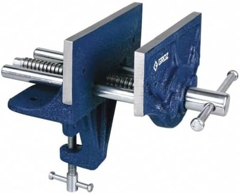 Groz 6-Inch Portable Woodworking Vise, Dual Mount Bench Clamp or Bolt-Down, Cast Iron with Toe-In Jaws and Chrome-Plated Screw, for Woodworkers and DIY (39006)