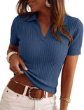 PRETTYGARDEN Women's Short Sleeve Sweater Polo Shirts