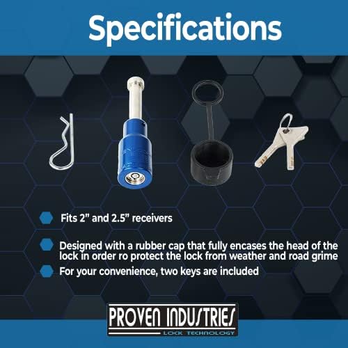 Proven Industries HL1 Hitch Pin Lock - 2" & 2-1/2" Receiver, Blue