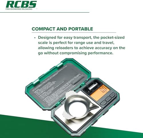 RCBS 1500 Grain Pocket Scale – Digital Reloading – 0.1 Grain – Ready to Use - Green