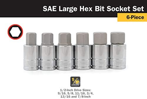 Titan 16156 SAE Large Hex Bit Socket Set â€“ 6 Piece