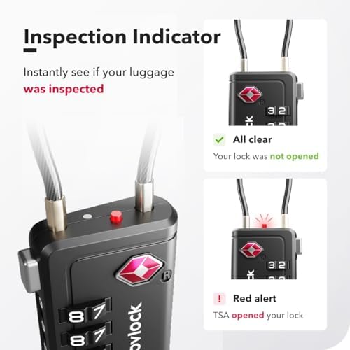 TSA Approved Luggage Locks, Travel Locks with Inspection Indicator
