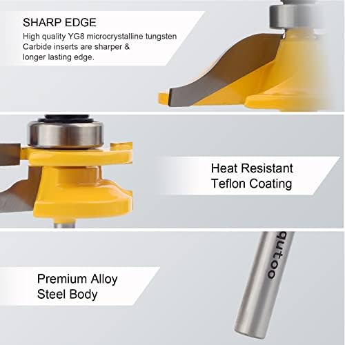 Exqutoo 3PCS 1/2" Shank Router Bit Set