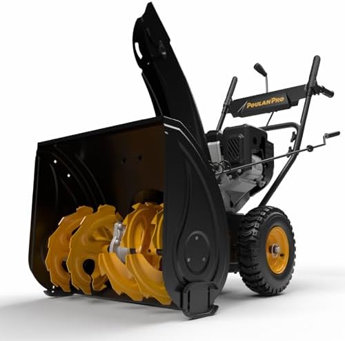 Poulan Pro PR240 Snow Blower Gas Powered 24 Inch, 2-Stage Self-Propelled Snow Thrower with Electric Start, 190° Remote Chute Control, Steel Auger, 212cc Engine for Driveways, Sidewalks & Patios