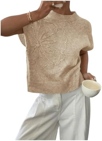 SOLY HUX Women's Short Sleeve Business Casual Sweater