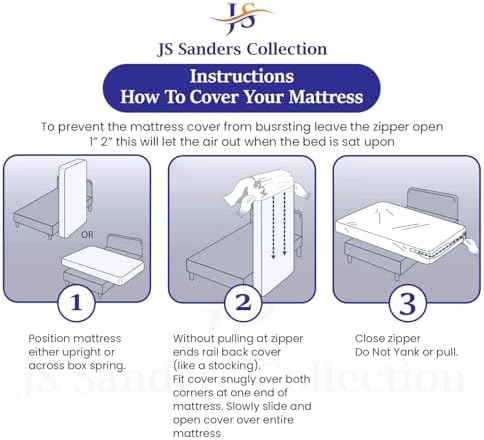 JS Sanders Zippered Mattress Protector King Size – Soft 100% Egyptian Cotton, 600 Thread Count Deep Pocket Fitted Sheet Encasement Cover for Bed Breathable, 12-16 Inch Fit, Silver Grey 78x80