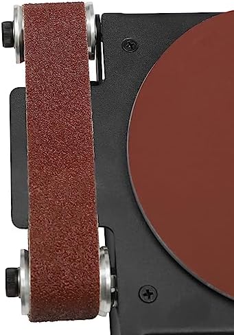Mini Belt Disc Sande, 6-Inch Sanding Disc and 1.2 x 15-Inch Sanding Belts for Wood Metal Stone Grinding, Small Spindle Sander Machine for Curve Grinding, with Chuck and Flexible Shaft