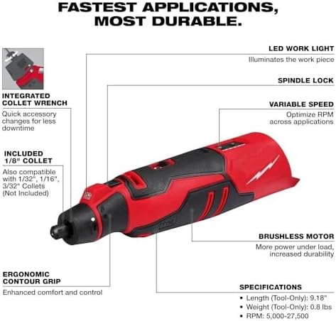 2525-20 Power Rotary Tools for Milwaukee M12 12V Cordless Brushless Rotary Tool - Bare Tool